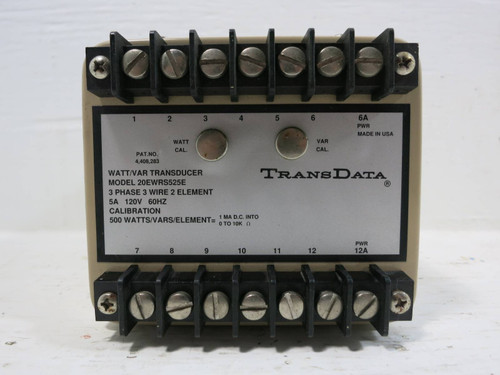TransData 20EWRS525E Watt / Var Transducer 3PH 3W 2 Element 5A 120V (TK4682-7)