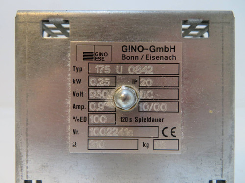 GINO ESE Type 175 U 0842 Resistor 0.25 kW 20 IP 950 Volt DC 175U0842 0.9 Amp (NP2267-4)