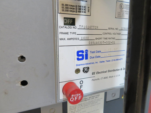 GE Power Break 1600A TP1616TTCR LI Circuit Breaker Aux 1600 Amp General Electric (NP2302-5)