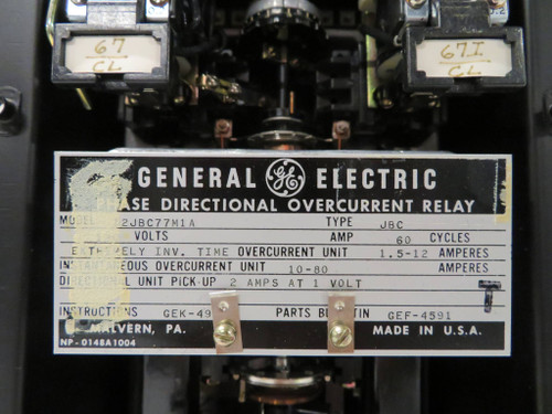 General Electric 12JBC77M1A Phase Directional Overcurrent Relay GE 120V JBC (NP2303-6) General Electric 12JBC77M1A Phase Directional Overcurrent Relay GE 120V JBC (NP2303-6)