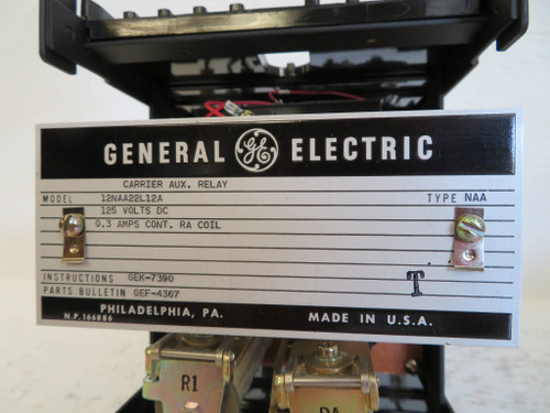 General Electric 12NAA22L12A Carrier Auxiliary Relay GE 125-V DC Type NAA (NP2330-1)