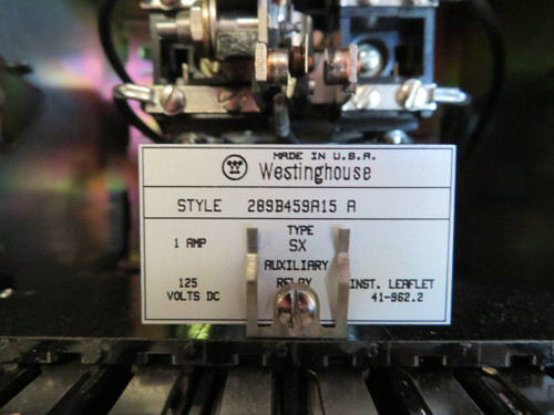 Westinghouse Type SX Auxiliary Relay Style 289B459A15 A WH SX 125 V DC (NP2337-2)