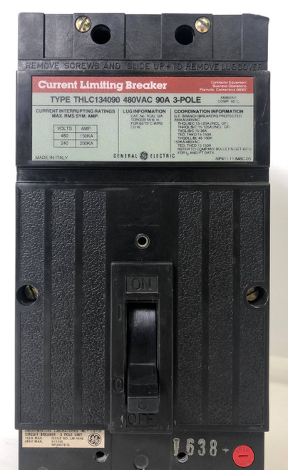 GE THLC134090 150A Current Limiting Circuit Breaker 90 Amp Trip General Electric (EM3548-1)