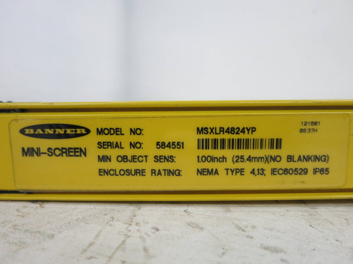 Banner MSXLR4824YP 48" Long Range Mini-Screen Light Curtain Receiver Pigtail (DW1582-1)