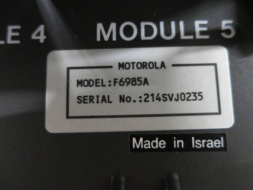 Motorola F6985A 6 Slot Rack Chassis PLC Module w/ FPN5128A Power Supply FRN5547A (DW1611-1)