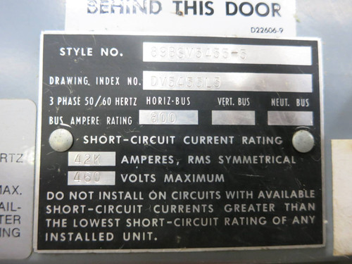 Furnas System 89 3x Motor Control Center Sections 800A / 300A Main Lug Siemens (TK5216-1)