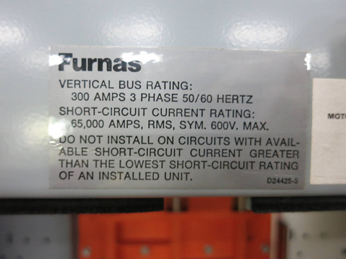Furnas System 89 2x Motor Control Center Sections 800A / 300A Main Lug Siemens (TK5217-1)
