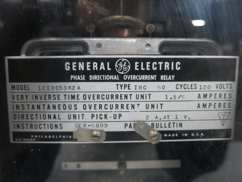 GE 12IBC53K2A Phase Directional Overcurrent Relay Type IBC 120V General Electric (DW1763-2)