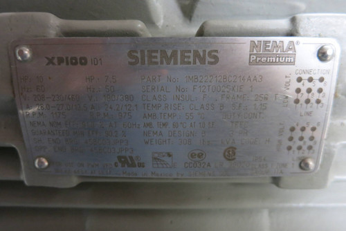 New Siemens 1MB22212BC214AA3 10HP 230/460V 1175RPM XP100 Explosion Motor 256T 10 (PM3030-1)