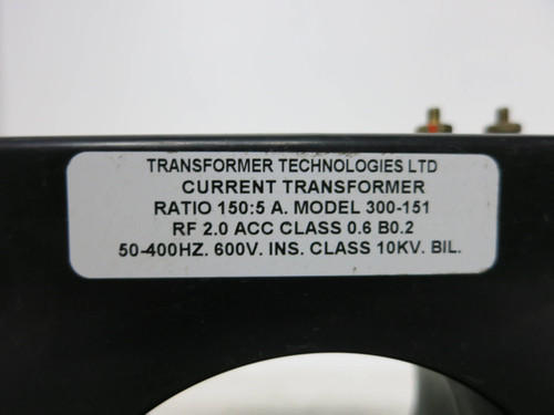 Transformer Technologies Ltd 300-151 Current Transformer Ratio 150:5 A 1.2 B0.2 (GA0110-7)