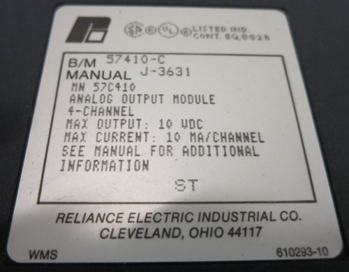 Reliance Electric 57410-C Analog Output Module 4-Channel PLC 57C410 802284-106B (GA0177-1)