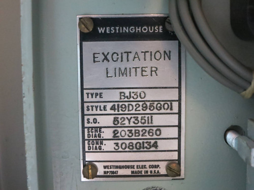 Westinghouse BJ-30 Excitation Limiter Generator Voltage Regulator 419D295G01 (DW2463-1)