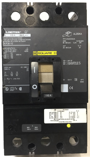 Square D I-Limiter KIP36110 110A Circuit Breaker Black Label 110 Amp bad label (EM4062-1)