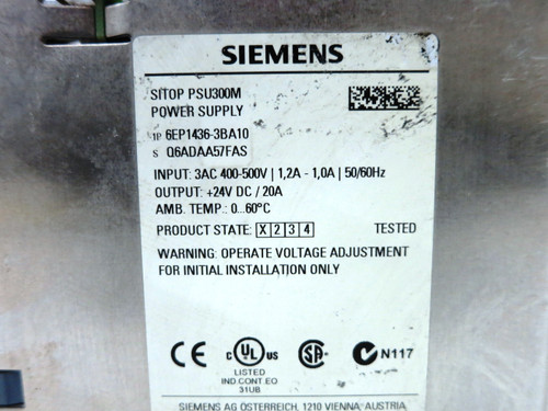 Siemens 6EP1436-3BA10 SITOP Power Supply PSU300M 4363BA10 PSU-300M (DW2717-1)