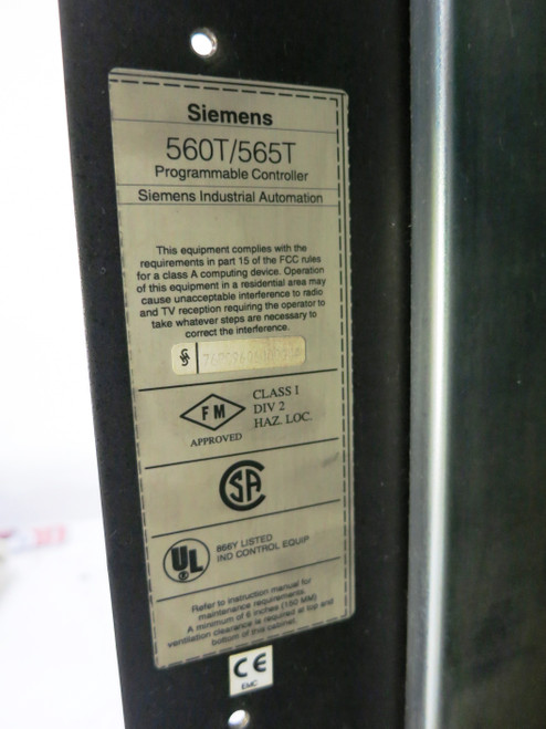 Siemens 560T / 565T Programmable Controller Module Simatic PLC Rack Chassis TI (DW2852-1)