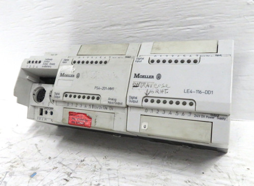 Moeller PS4-201-MM1 + LE4-116-DD1 Programmable Logic Controller Compact PLC (DW3140-25)