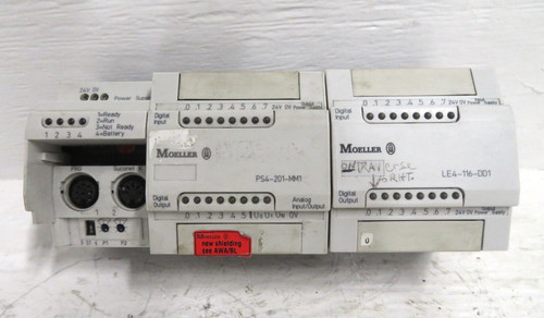 Moeller PS4-201-MM1 + LE4-116-DD1 Programmable Logic Controller Compact PLC (DW3140-25)