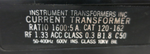 Instrument Transformers 120-162 Current Transformer CT 1600:5 Amp RF 1.33 (GA0551-3)