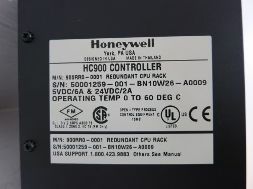 Honeywell 900RR0-0001 HC900 Controller Redundant CPU Rack PLC 50002122-001 (DW3558-1)