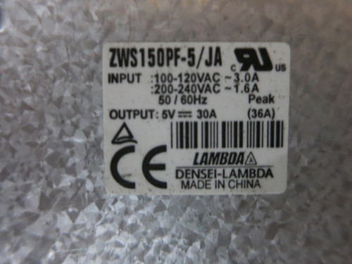 Nemic-Lambda ZWS150PF-5/JA Power Supply Output 5VDC 30A 120V / 240V Input 5V (DW3649-11)
