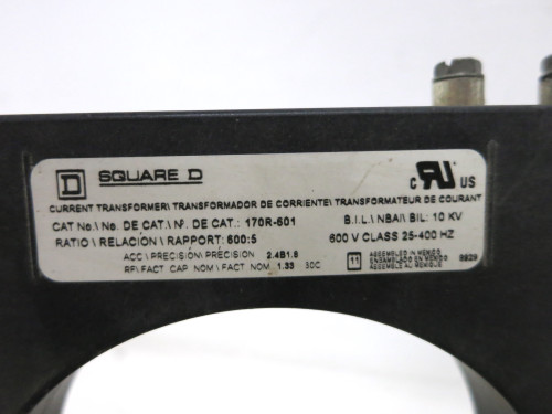Square D 170R-601 Current Transformer 600:5 A 5A CT 170R601 (DW3749-2)