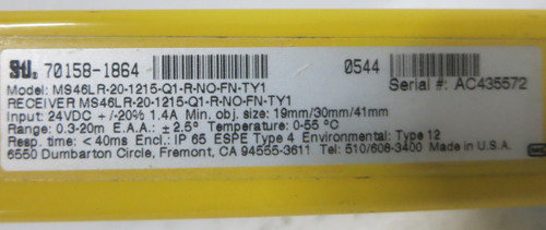 STi MS46LR-20-1215-Q1-R-NO-FN-TY1 Receiver 70158-1864 52" Light Curtain 4600 (GA0805-1)