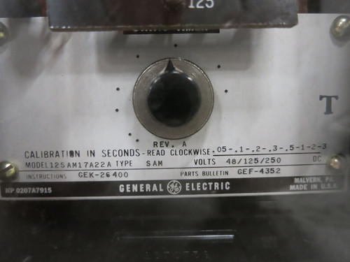 GE 12SAM17A22A Static Timing Relay Type SAM 48/125/250 V DC .05-3 (DW4094-1)