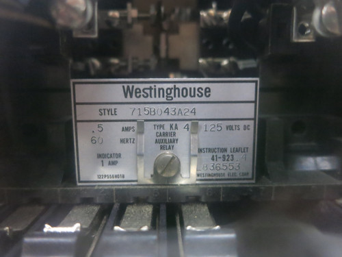 Westinghouse 715B043A24 Type KA-4 Auxiliary Relay 125VDC 0.5A KA4 (DW4128-1)