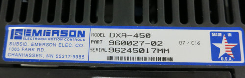 Emerson DXA-450 Positioning Drive Motion Program Control 960027-02 PCM-1 (GA0912-1)