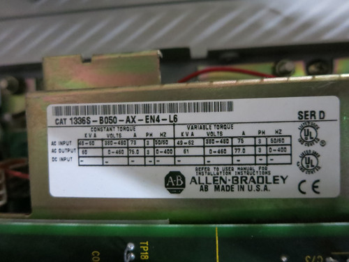 Allen Bradley 1336S-B050-AX-EN4-L6 1336 Plus AC VS Drive 50 HP 480V 3PH (DW4298-1)