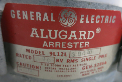 GE 9L12LGB010 Alugard Arrester Surge 10kV General Electric Single Pole w shield (GA1068-5)