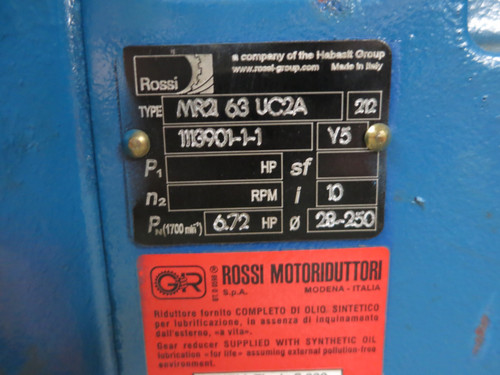 Rossi MR-1V125U02A Servo Motor Gear Reducer Gearbox MR21-63-UC2A (DW4483-1)