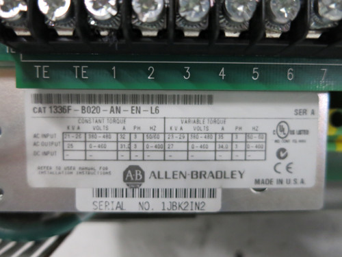 Allen Bradley 1336F-B020-AN-EN-L6 20 HP AC VS Drive 480V 20HP 1336 Plus II (DW4591-1)
