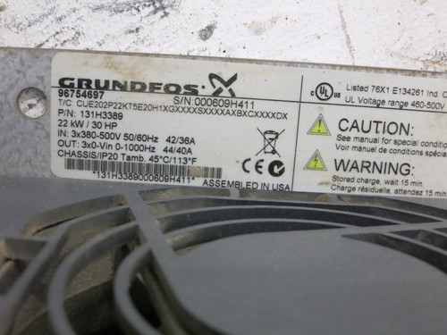 Grundfos 131H3389 30 HP Variable Speed VS Drive ADAP-Kool CUE 96754697 30HP 22kW (DW4654-1)