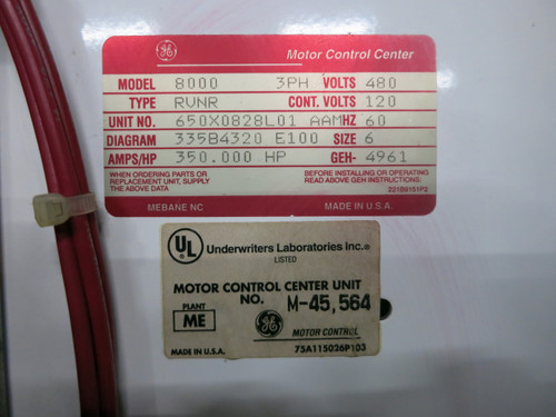 GE 8000 Size 6 RVNR Reduced Voltage Autotransformer Motor Starter 400 HP 480V (DW4664-1)