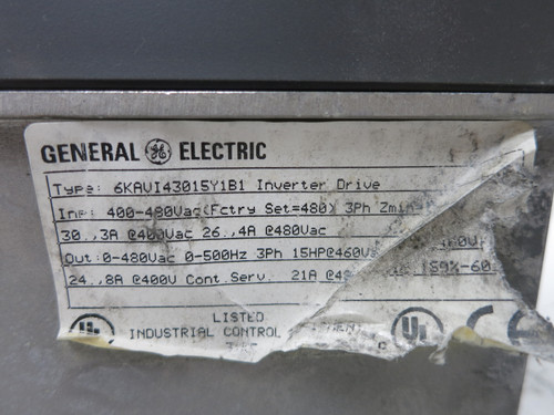 GE 6KAVI43015Y1B1 15HP AC VS Drive AV-300i 3PH 480V Inverter 21A 15 HP 6KAV1 (DW4715-4)