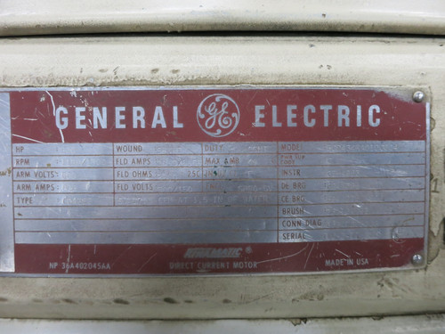 GE CD4358 500 HP 500V Kinamatic DC Motor 1150/1500 RPM Encl SPFG-SV 4358 500HP (DW4720-1)