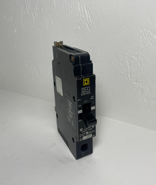 Square D EDB14020 20A Circuit Breaker 1 Pole 18kA @ 277/240 VAC 20 Amp 1P HACR (EM4542-245)