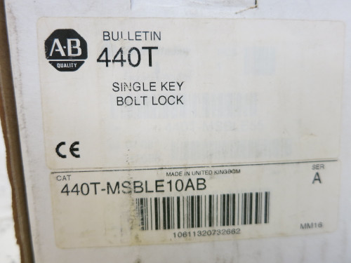 NEW Allen Bradley 440T-MSBLE10AB Single Key Bolt Lock Trap GuardMaster ProSafe (DW4852-1)