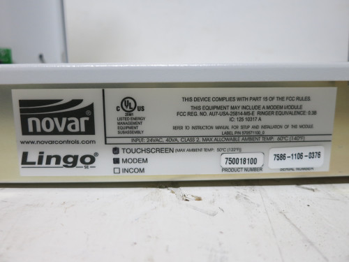 Novar Lingo SE Logic One Touchscreen Modem Control Processor 750018100 750110000 (DW4943-1)