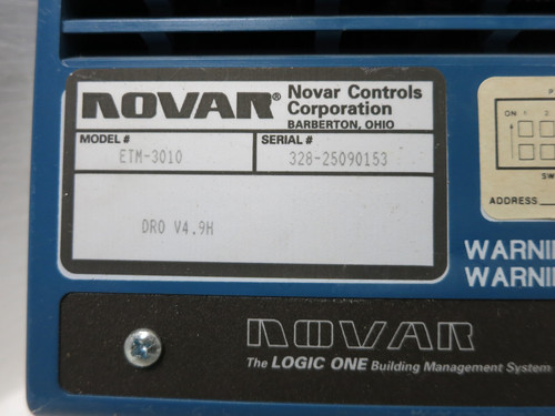 Novar ETM-3010 V4.9H Logic One Direct Digital Controller DRO DDC HVAC Control (DW4970-4)