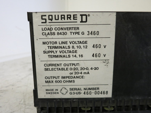 Square D 8430-G3460 Load Converter 460V Class 8430 Type G3460 8430-G-3460 (DW5255-8)