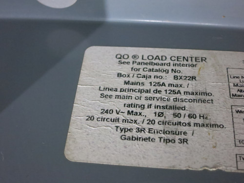 Square D QO Load Center 1PH 125A Main Breaker Panel Board 120/240V 20 Circuit 3R (DW5468-15)