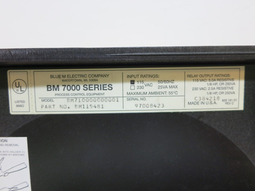Blue M BM710000000001 Chart Recorder BM 7000 Series 115V BM115481 BM7000 (DW5552-1)