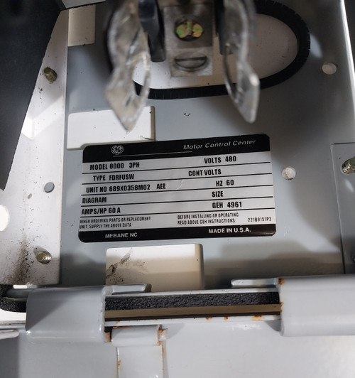 GE 8000 60A Fusible 6" MCC Feeder Bucket 60 Amp (BJ0492-4)