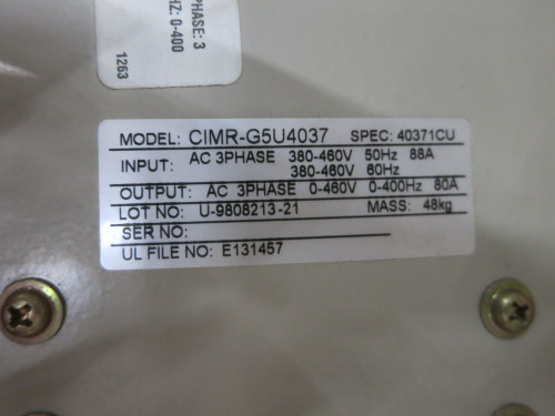 Impulse VG+ CIMR-G5U4037 50 HP 460V AC VS Drive Flux Vector 4080-FVG+ Magnetek (DW5653-1)
