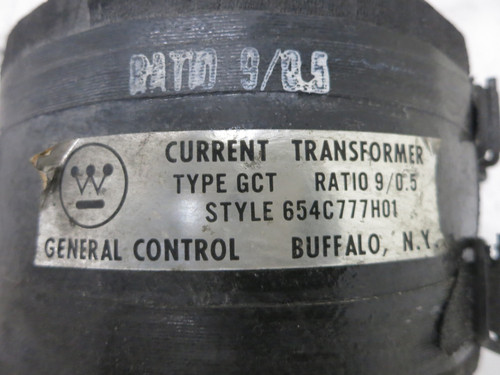 Westinghouse 654C777H01 Type GCT Current Transformer Ratio 9/0.5 A CT 9:0.5 Amp (DW5656-1)