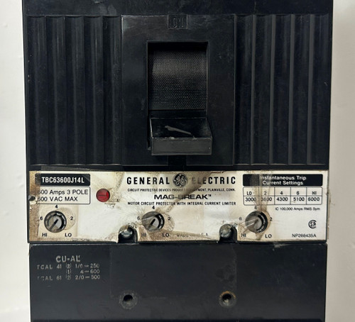 GE TBC63600J14L 400A Mag-Break Circuit Breaker 600V 3P 600 Amp General Electric (EM4857-1) GE TBC63600J14L 400A Mag-Break Circuit Breaker 600V 3P 600 Amp General Electric (EM4857-1)