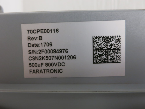 Siemens 70CPE00116 BT300 Drive Capacitor 500uF 800VDC C3N2K507N001206 Faratronic (DW5765-1)
