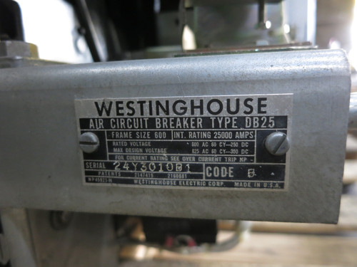 Westinghouse DB25 600A Air Circuit Breaker ADB25C3F0604 Trip Unit 600 Amp DB-25 (DW5827-1)